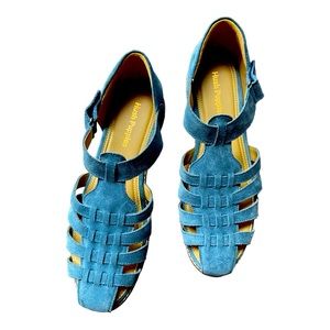 NEW Hush Puppies Wren Fisherman Sandal Suede Blue Women’s size 9